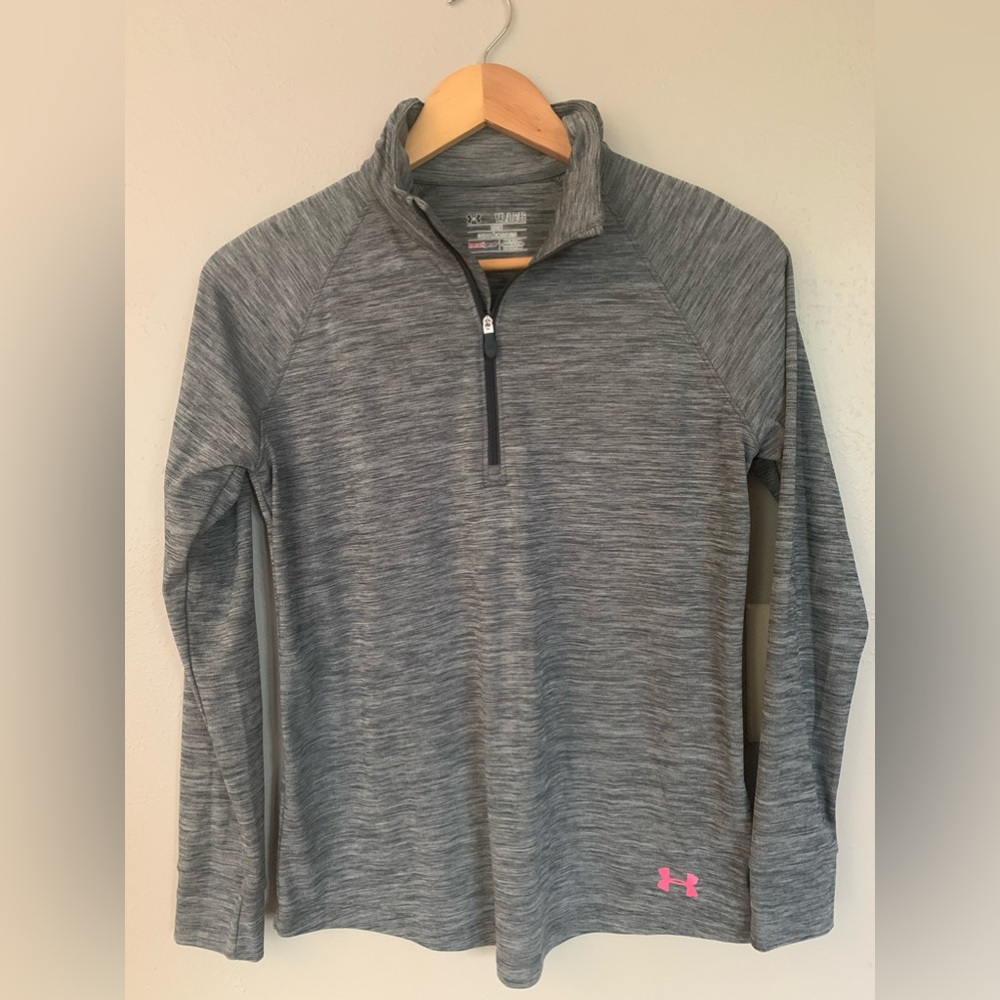 Under Armour gray and pink lightweight 1/4-zip sweatshirt